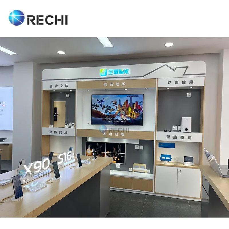 RECHI Mobile Phone Shop Counter Display Table Design To Display Mobile Phone Shop Decoration Cellphone Store Display Fixture