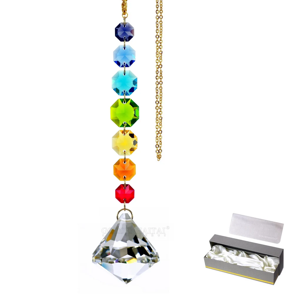 
GOLDENHAITAI 40mm Crystal diamond Sun catcher Outdoor Indoor Hanging Decoration Prism Gifts G574007 