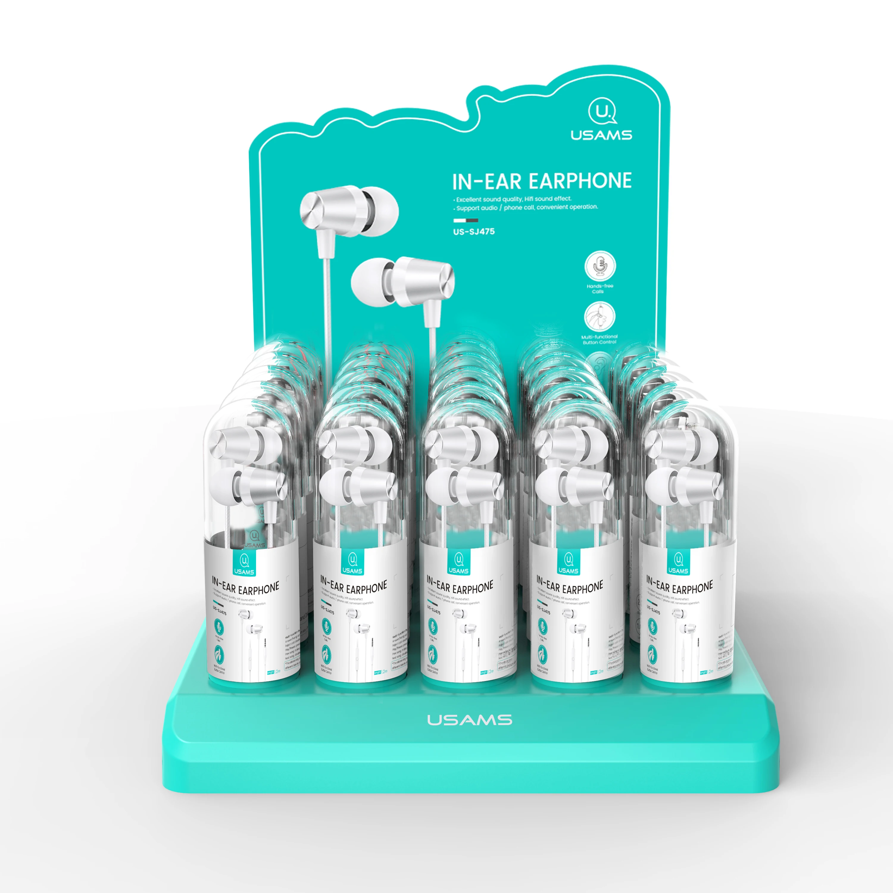 USAMS EP-42 2021 Wholesale Low Price 3.5mm In-ear Earphone Headphone 30PCS Set Wired Bass Control Earphones