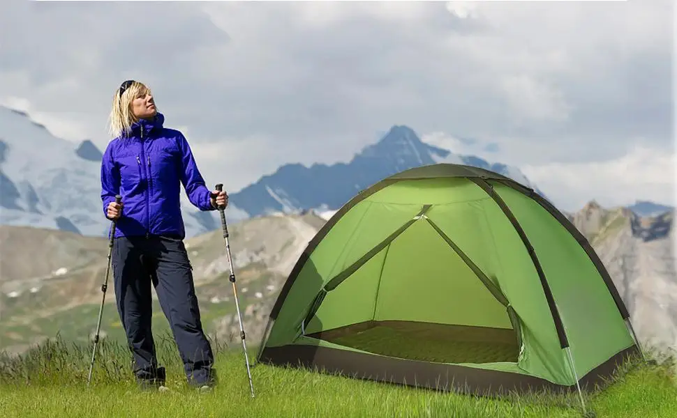Backpacking Tent for  1 to 2 Persons Lightweight Waterproof Camping Hiking Tent for Adults Kids Scouts Easy Setup Single Layer