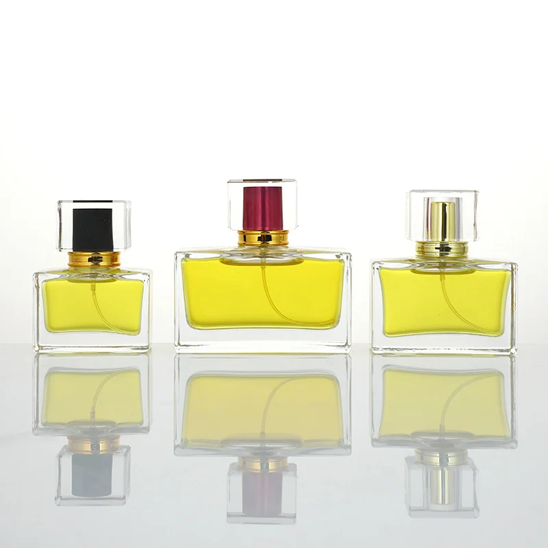 Fast Delivery 30ml 50ml 100ml Clear Refillable Vintage Empty Perfume Rectangular Glass Perfume Bottle with Pump