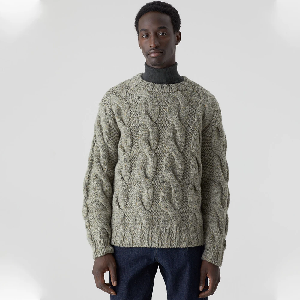 VSCOO High quality OEM ODM manufactory custom cable pullover winter warm designer knitted chunky wool Sweater