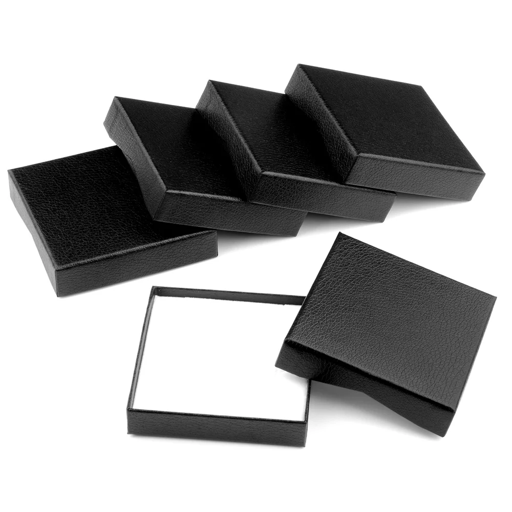 Black Color Packaging Custom Logo Printed Velvet Foam Lining PU Jewelry Box