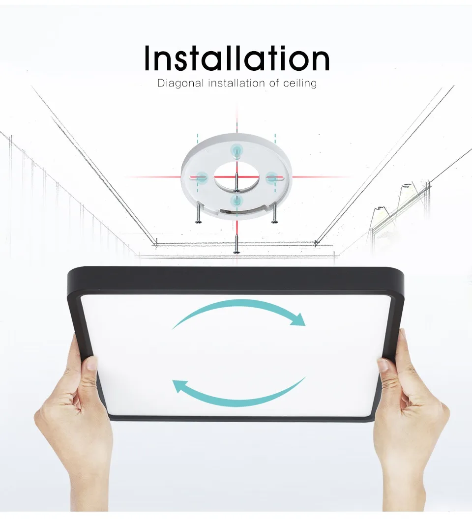 Hot selling smart square ceiling lighting 2.4G remote control dimmable 36W smart LED ceiling lamp for bedroom and living room