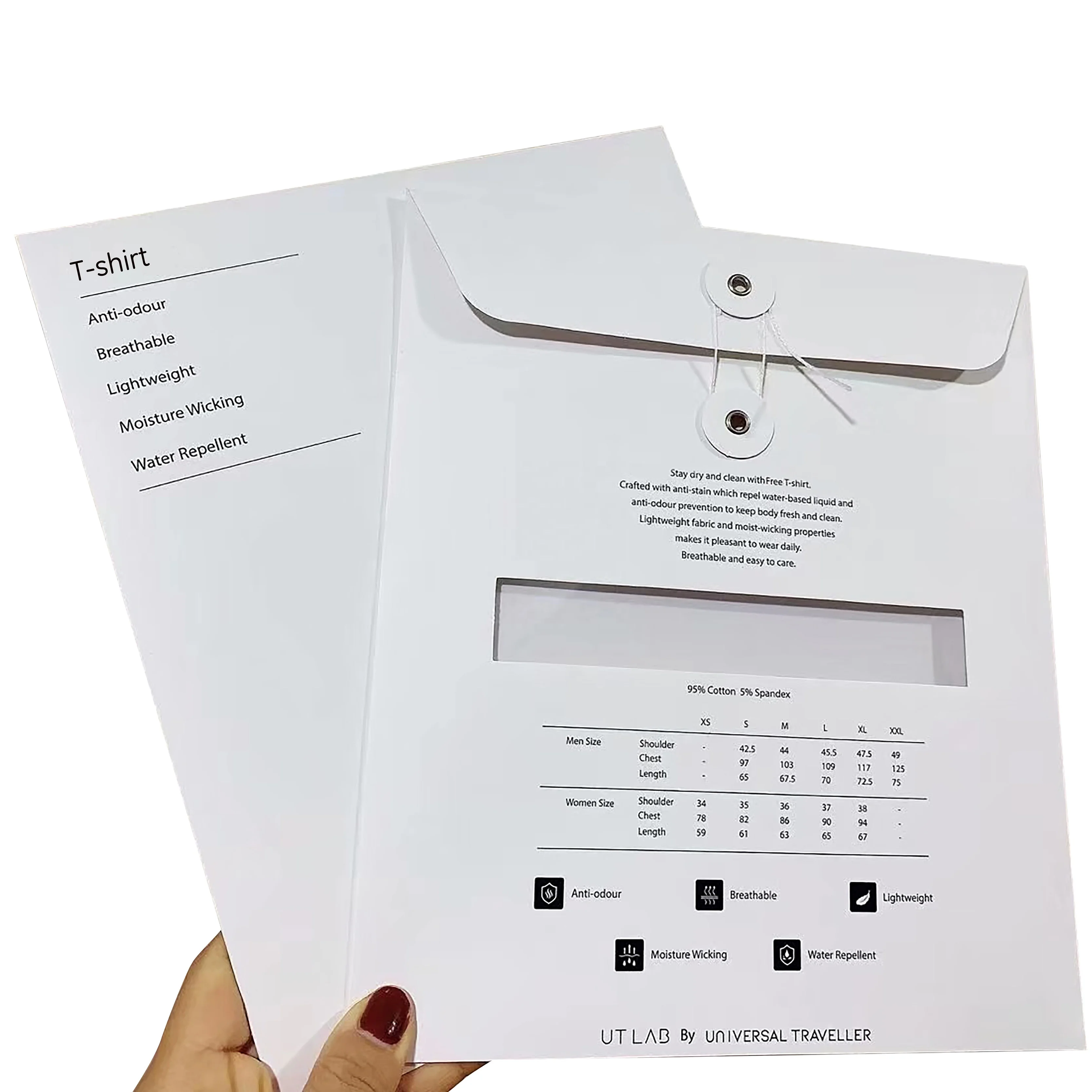 Creative Durable Eco Friendly Art Cardboard T-shirt Document Envelope Bag Packaging With String Button Closure Hat Clothes Bag