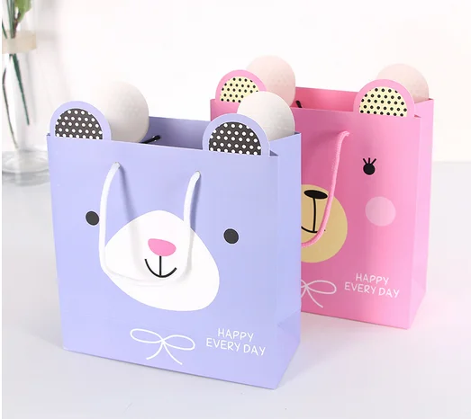 
Animals Baby Shower Large Green and White paper printed gift bag for luxury goods 