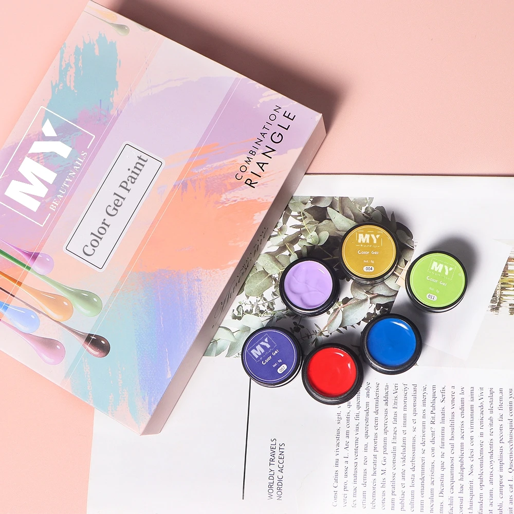 MyBeautyNails Rich Pigment Non Wipe Color Nail Painting Gel Soak Off Led Uv Gel Paint Nail Art Painting Color Gel Nail Polish