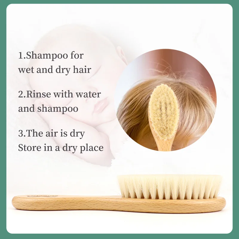 Private Label Bamboo Mini Hair Brush Detangling Wooden Kids Baby Hair Brush Set