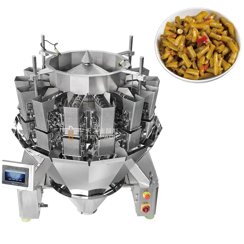 Automatic High Accuracy Weighing Equipment 14 Head Screw Multi Head Weigher Sticky Product Filling Sealing Machine