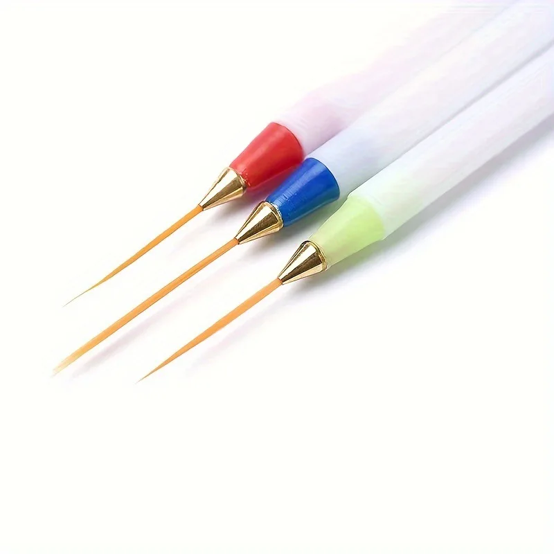 3pcs/set White Nail Art Liner Painting Flower Acrylic Uv Gel Polish Brushes Drawing Professional Design Manicure Tool nail suppl