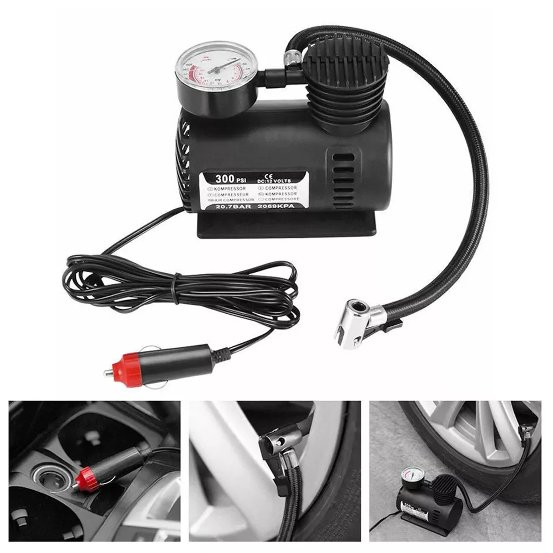 Portable Small Car and Bike Tire Air Pump 12V Car Inflator