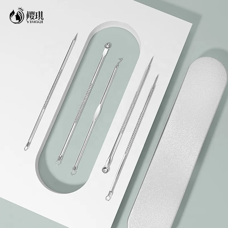 5pcs Acne Remover Tool Set Pimple Popper Tool Kit High Quality Skin Care Blackhead Extractor Tool for Face Pore Cleaner