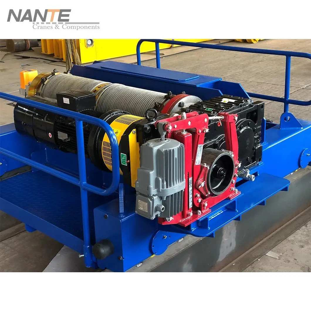 Easy Running winch trolley 60 ton hoist With double hook For Bridge Crane