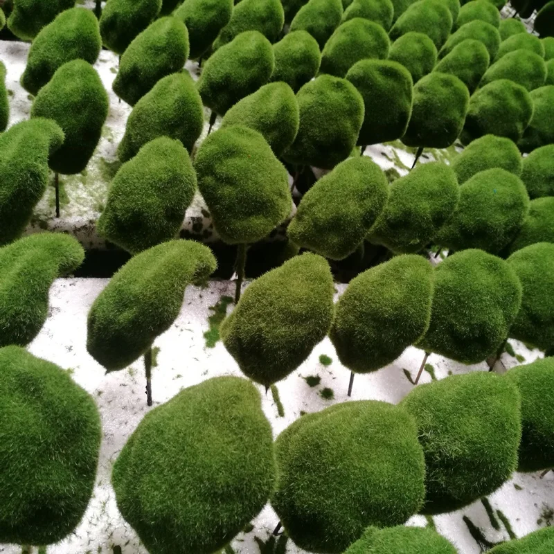 Factory Wholesale Floral Material Super Fine Decoration Plant Artificial Moss Stone Decorative Faux Green Moss Covered Stones