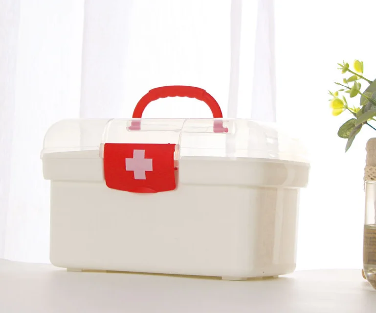 Medical Portable Handheld Emergency Case First Aid Box Plastic Empty First Aid Kit Box