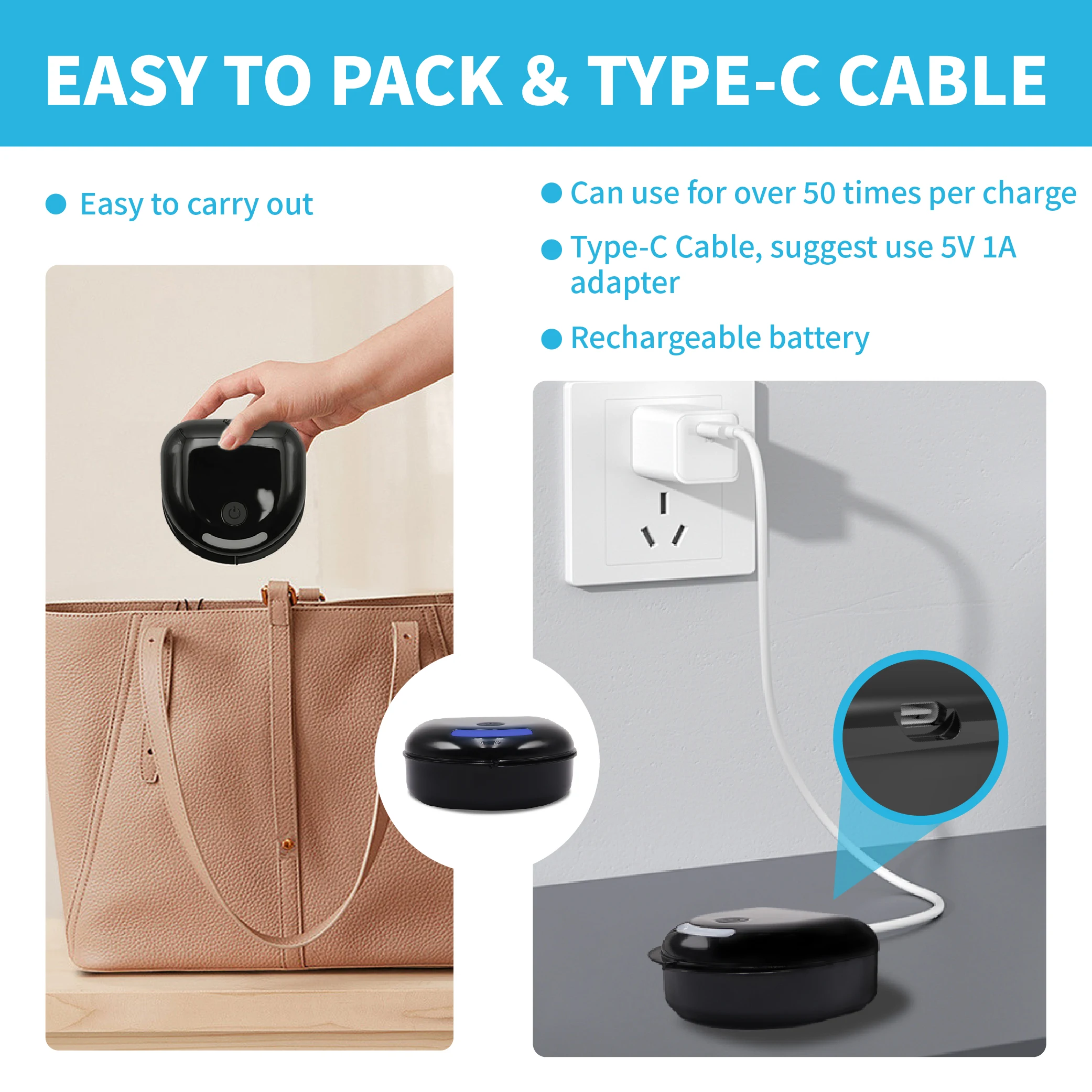 2023 New Uv Light Custom Aligner Dental Plastic Black Orthodontic Retainer Case With Mirror