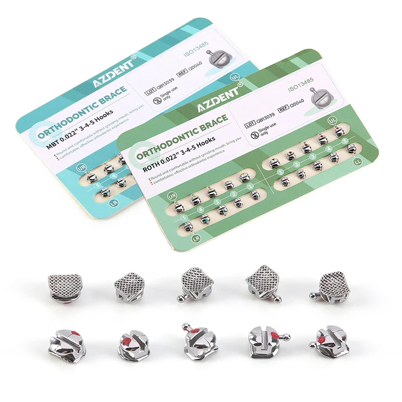 AZDENT Roth /MBT 022  Dental Braces Orthodontic Q-type Metal Brackets with 345 Hooks