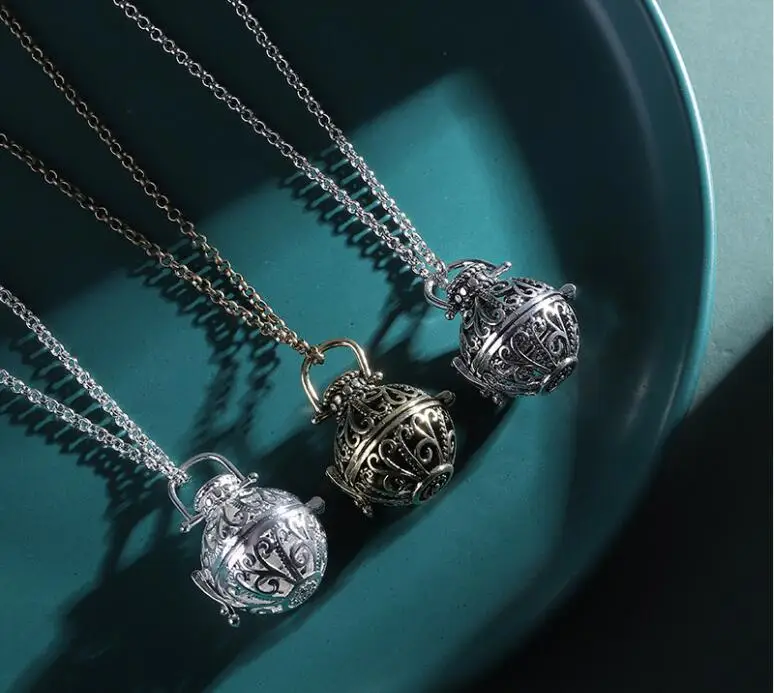 New designs copper essential oil locket aromatherapy diffuser necklace with lava stone beads