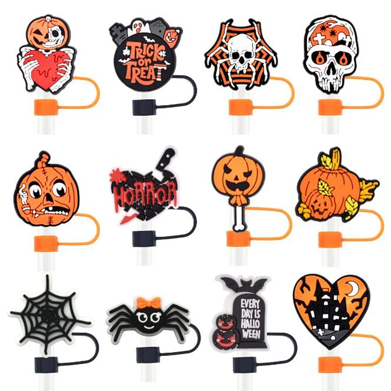 Halloween letter alphabet straws tip cover cap muti cute Cartoon straws toppers bulk charms accessories for stanley