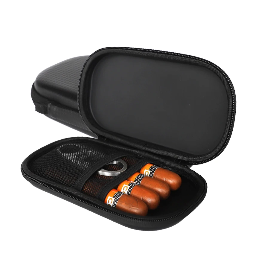 Custom Luxury Carbon EVA Carry Portable Waterproof Travel Leather Cigar Case
