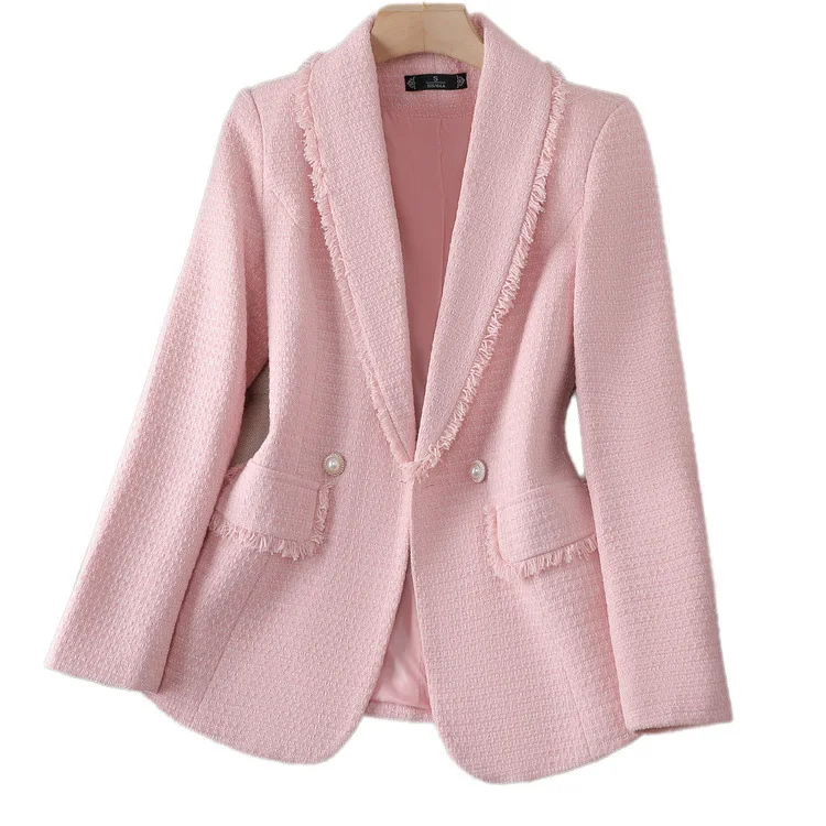 Q10R1213-new high-end feeling top Rough tweed luxury style blazer jacket for party