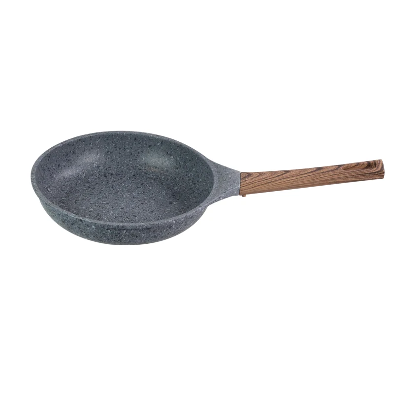 28 cm Non Stick Omelet Pan Glass Lid with Silicone Rim Stone Coating Granite Frying Pan