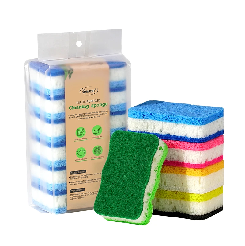 New Design Colorful Cellulose Sponge Three Layers High Foam Dishwashing Multifunction Washing Dish For Kitchen Cleaning Products