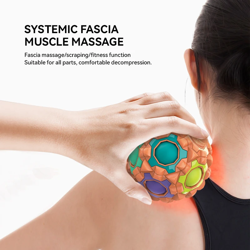 New Multifunctional Integrated Magic Cube ball and Fingertip Gyro Decompression Health Massage Ball