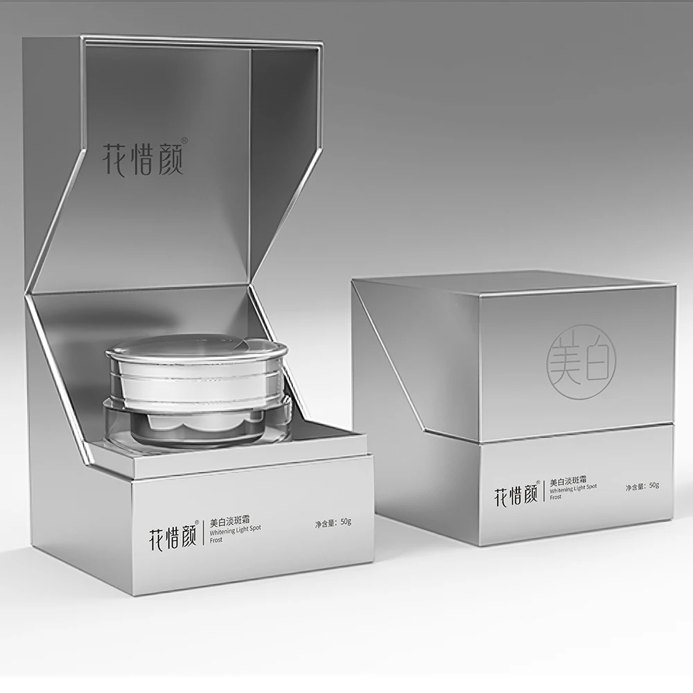 Customization Rigid Gift Box Silver Foil Cover Variety Cosmetic Display Paper Serum Lotion Beauty Packaging