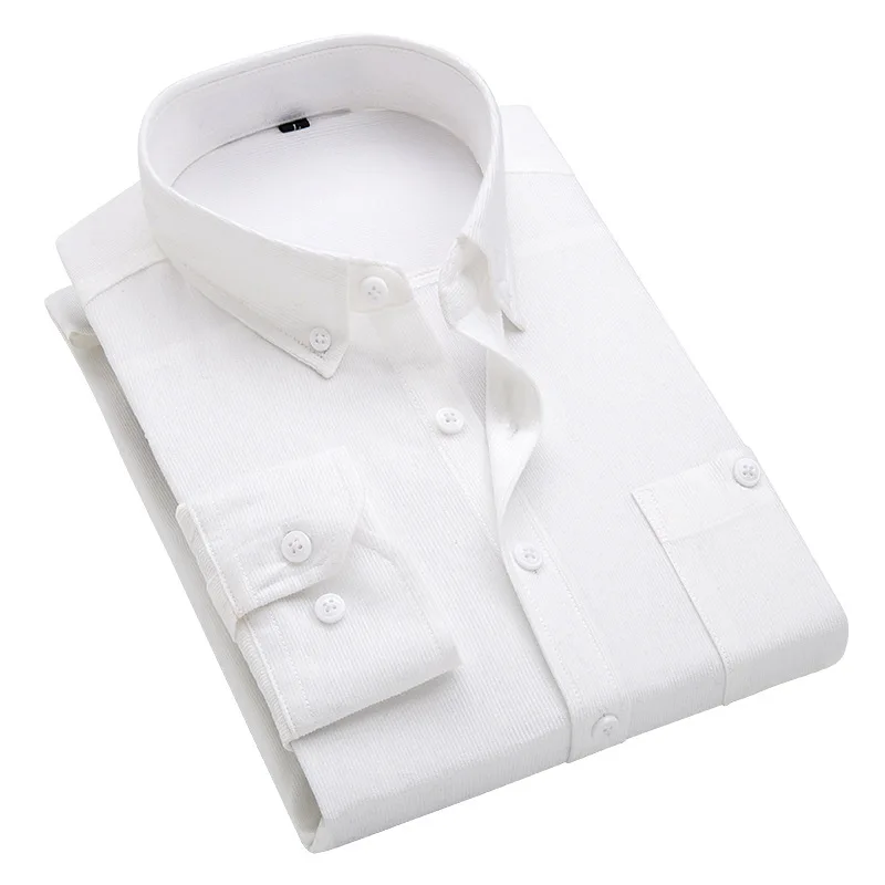 Newest Design Hot Sale Solid Color Slim Fit Long Sleeve Corduroy Casual Shirt For Men Corduroy Shirt Men Button Up