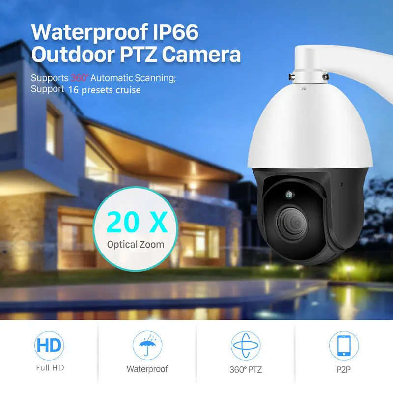 digital 360 rotating outdoor night vision waterproof poe long range 100 meter distance cctv speed dome 4k ptz security camera