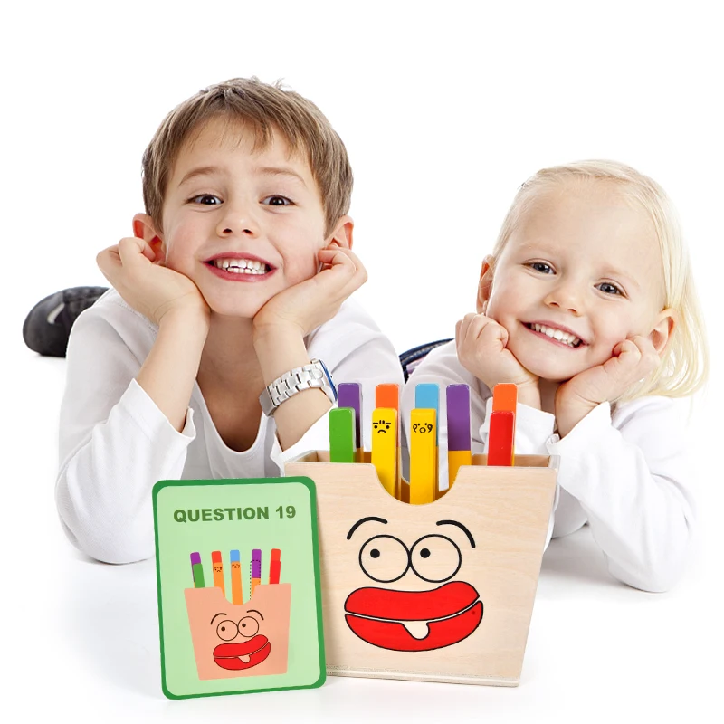 Montessori Toys for 2 3 4 5 Year Old, Wooden French Fries Matching Games, Educational Fine Motor Toys for Toddlers Pretend Play