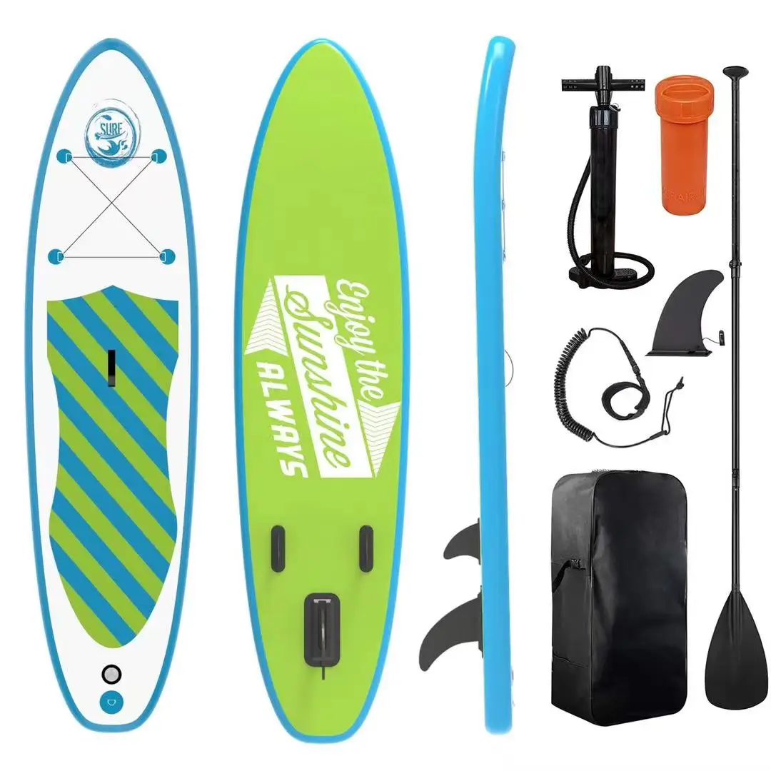 Factory supply custom new arrival double layer durable green isup soft folding touring inflatable stand up paddle sup board