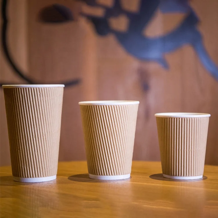 Ripple Wall Coffee Paper Cups Disposable Corrugated Paper Cup Disposable Paper Cups 12 OZ