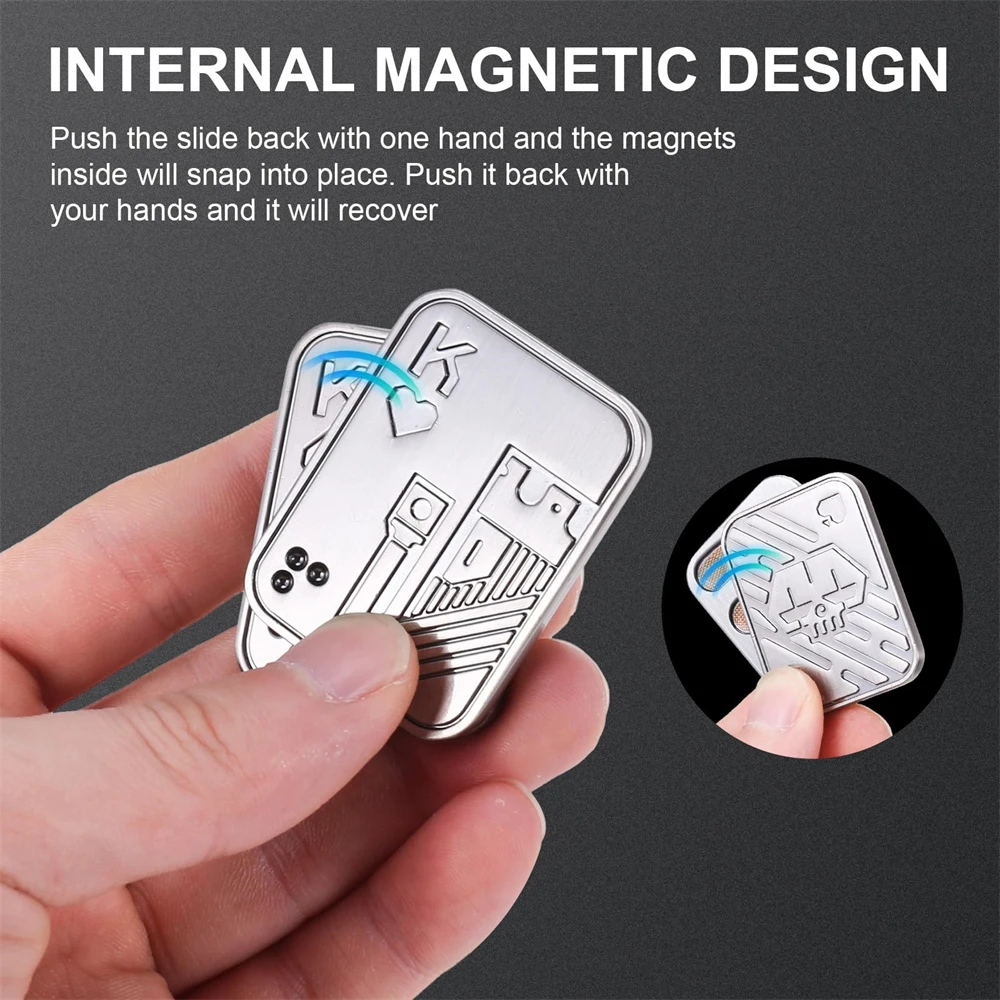 EDC Fidget Clicker Metal Poker Push Card Fidget Slider Stress Relief Toy Magnet Metal Fidget Slider