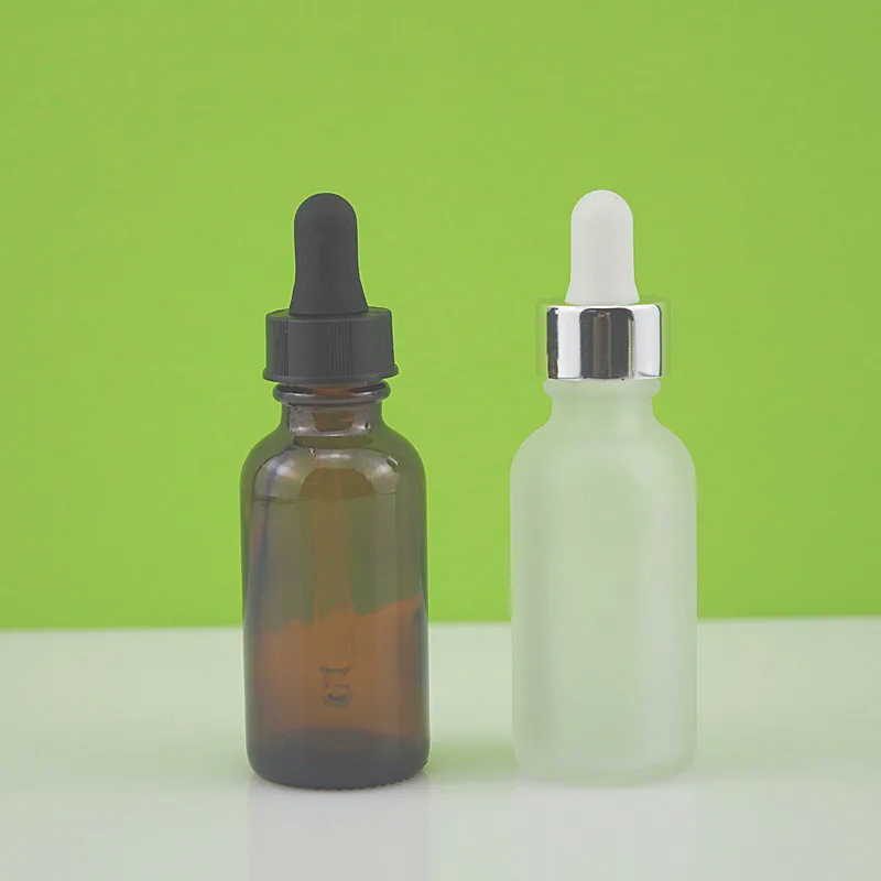 1oz empty matte amber essential oil glass bottle with dropper