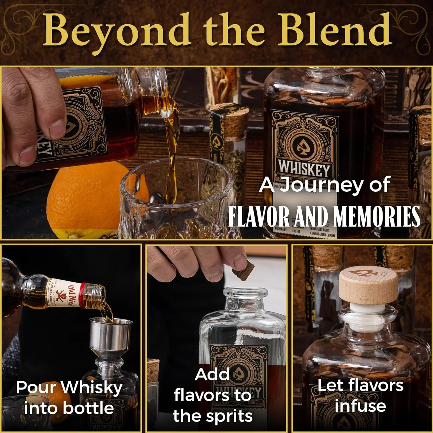 Whiskey Infusion Kit DIY Craft Your Own Whiskey Flavors with 12 Ingredients and Recipe Guide Whisky and Bourbon Infusion