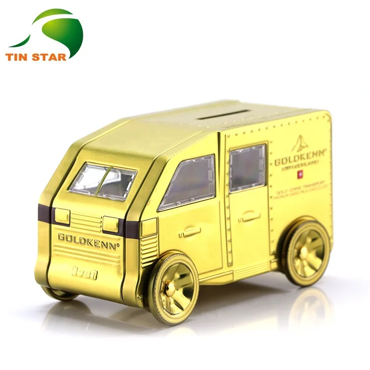 Factory Manufacturer Custom Metal Packaging Car Shape Gift Money Bank Tin With Slot