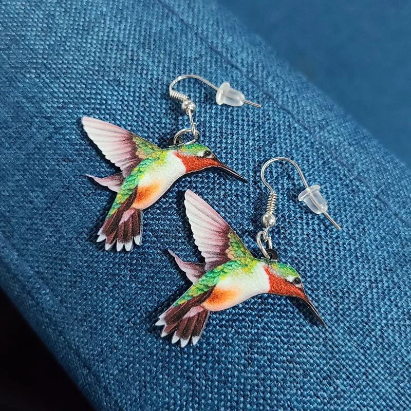 Hot Sale Fashion Cute Birds Acrylic Fishing Rod Earrings Pigeon Eagle Owl Animal Earrings for Women