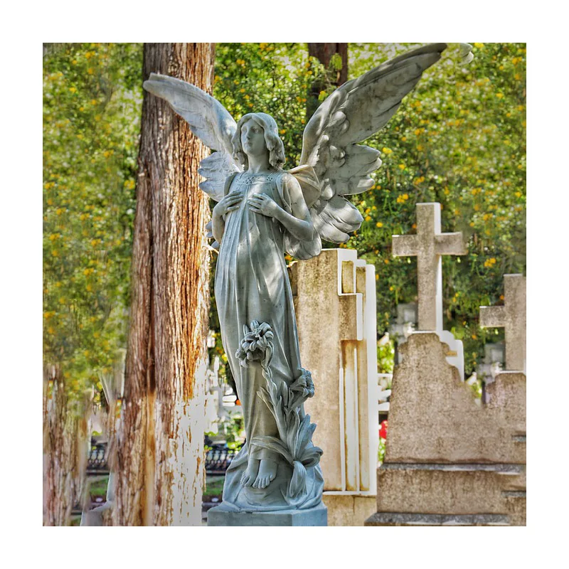 High Quality Hand-carved Mable Granite Angel Wings and Heart Shape Tombstone for Grave