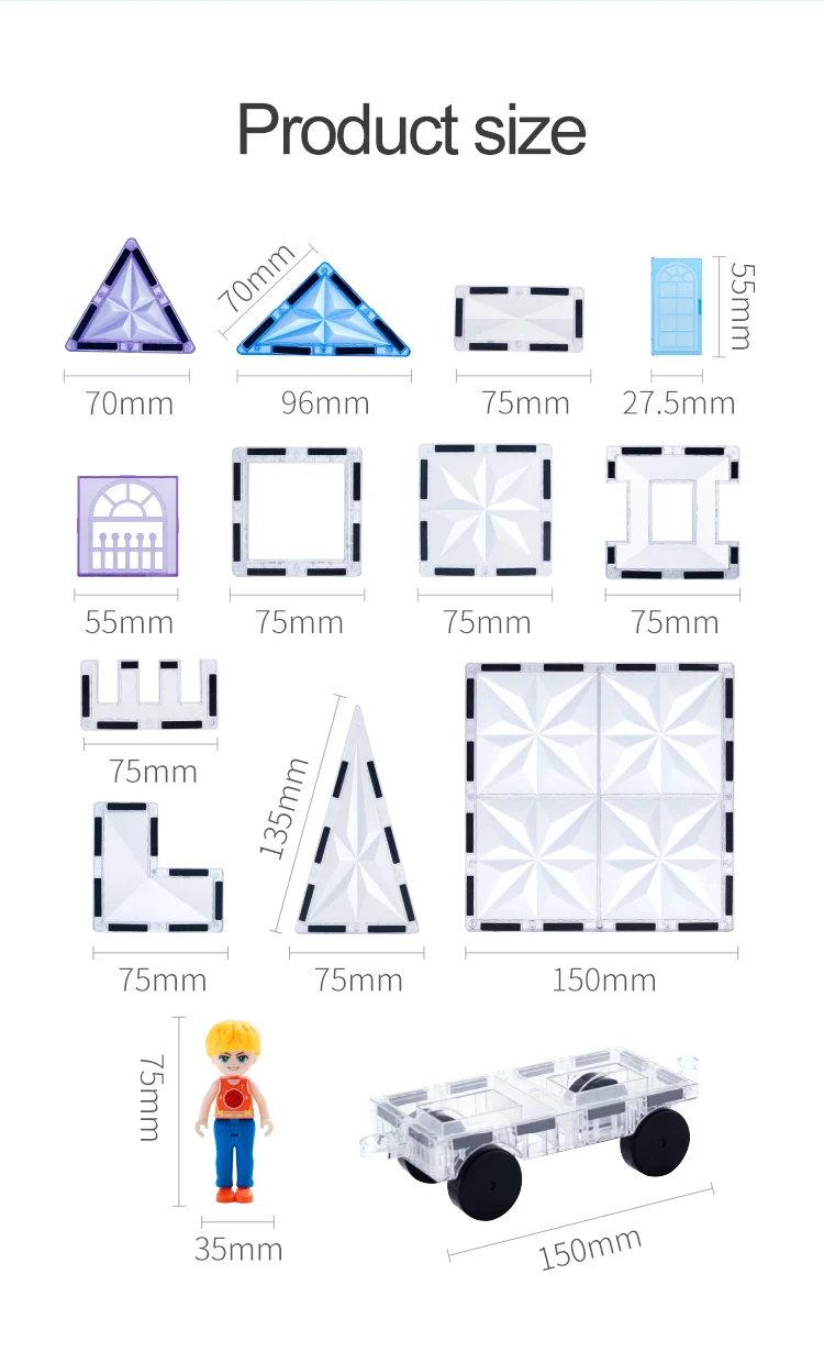 Hot Sales Factory Wholesale OEM ODM Custom Colors CPC ABS Plastic Children Educational Starshine Magnetic Tiles Toys for Kids