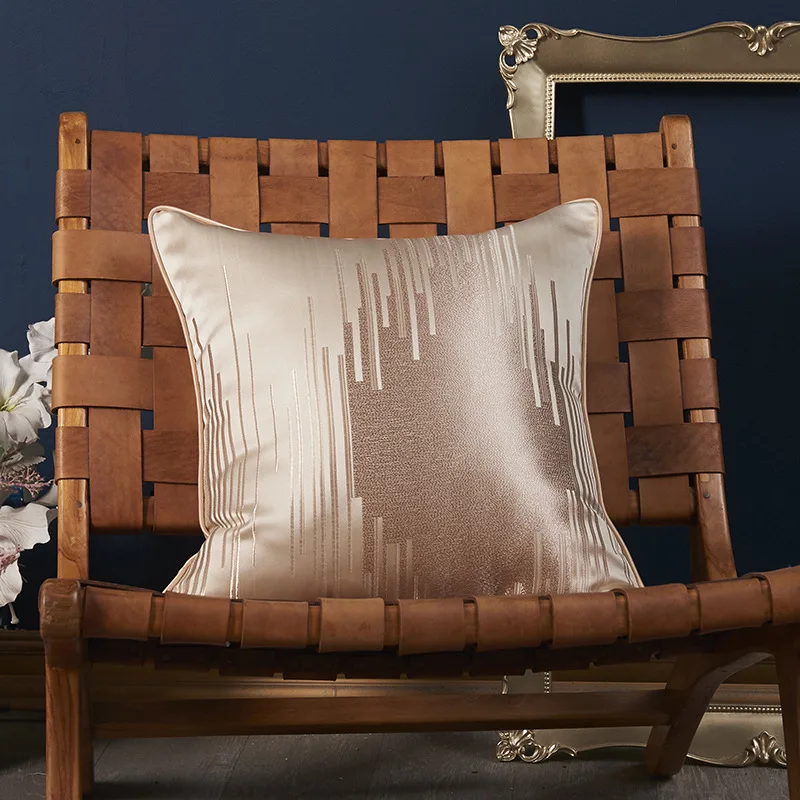 18*18 Inch Light Brown Machine Weave Pillow Cover Piped/