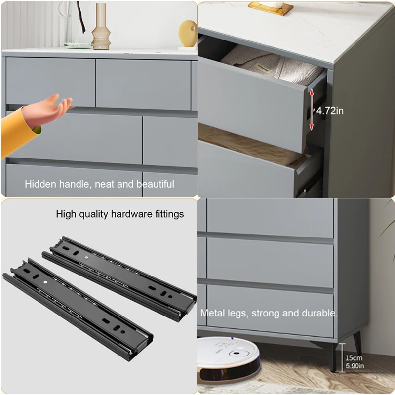 Modern design Simple style drawers living room Wooden locker Bedroom furniture White 6 bucket cabinet