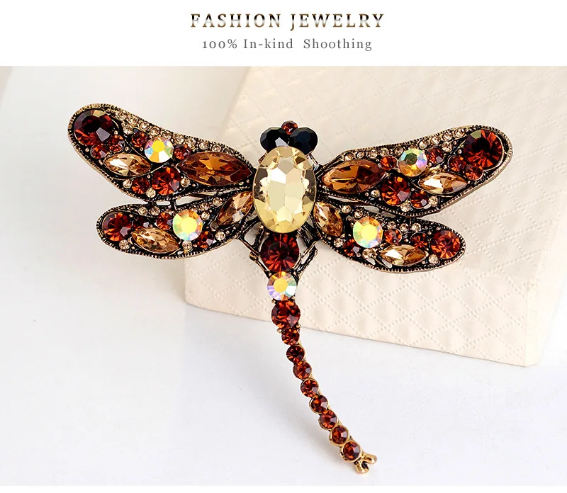 DAE140 Fashion Dragonfly Brooches Rhinestones Brooch Pin Vintage Brooch for Women