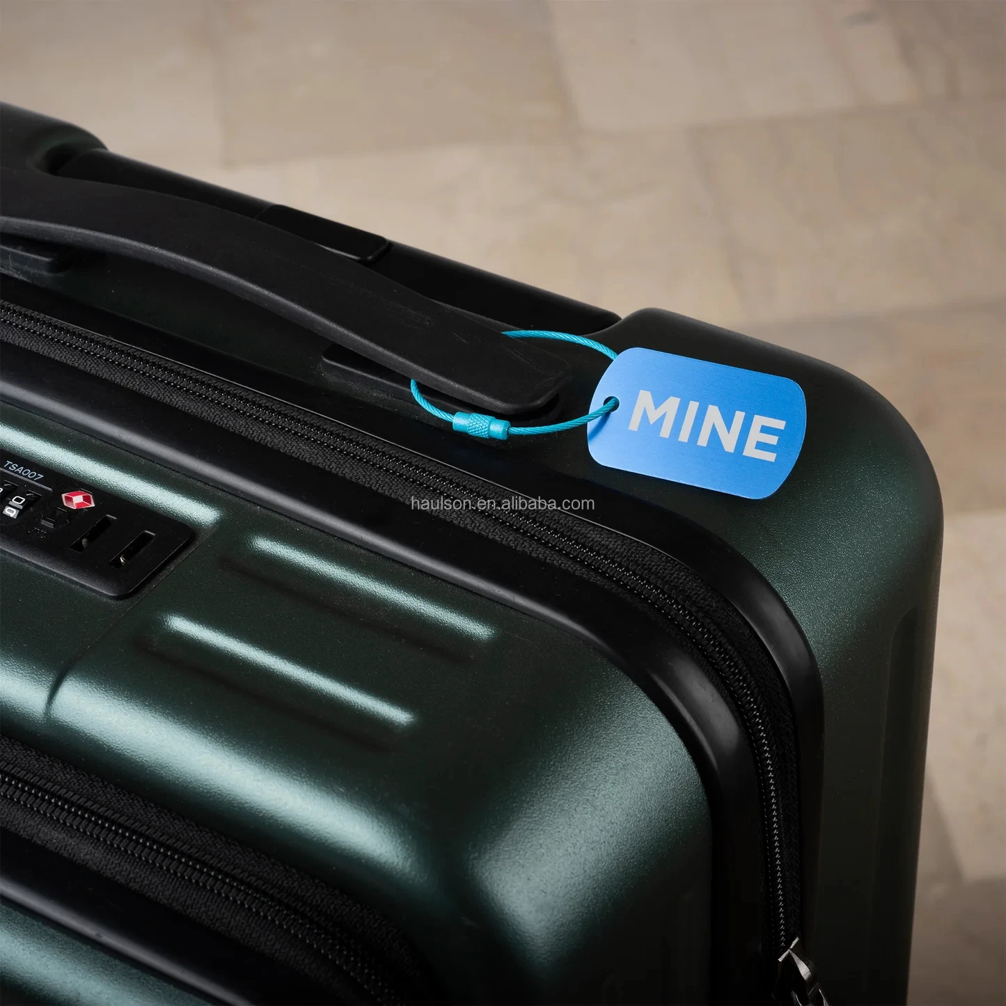 Custom laser engraving aluminum metal luggage tag with chain