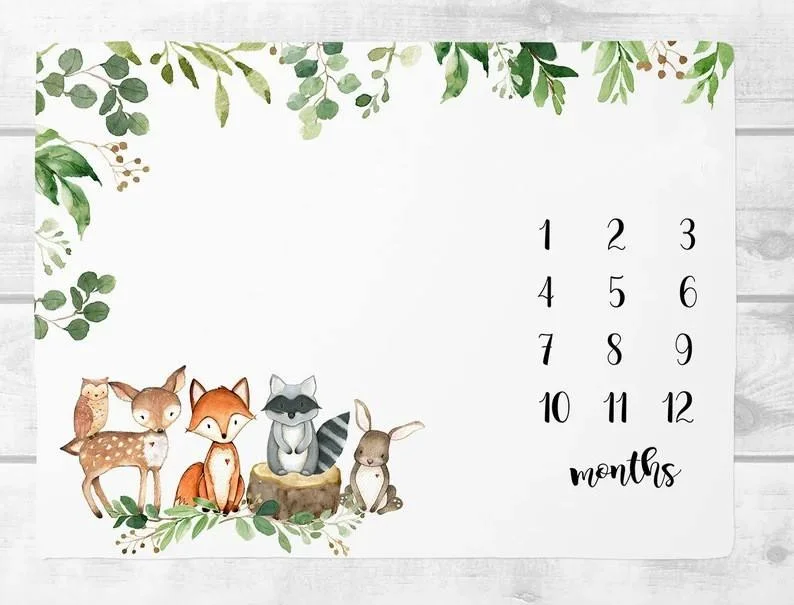 Monthly Milestone Blanket For Boy Girl Personalized Muslin Swaddle Blanket cotton baby towel Use as Backdrop or Laying Down