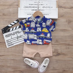 2021 The summer latest boys clothing sets cartoon pattern  Indonesia kids designers clothes summer Boy Short-Sleeved shirt set