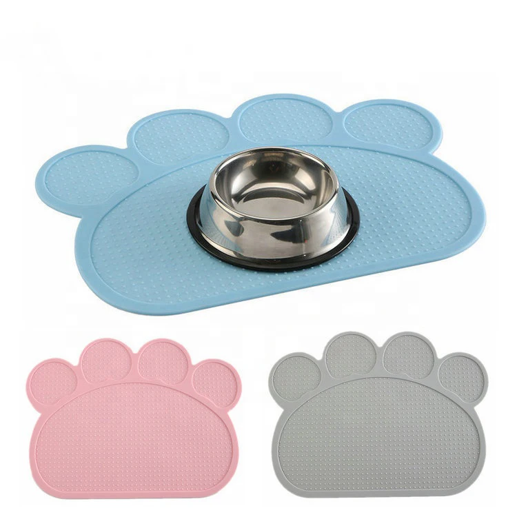 Paw Shape Large Size Pet Mat Non Slip Waterproof Puppy Dog Bowl Silicone Feeding