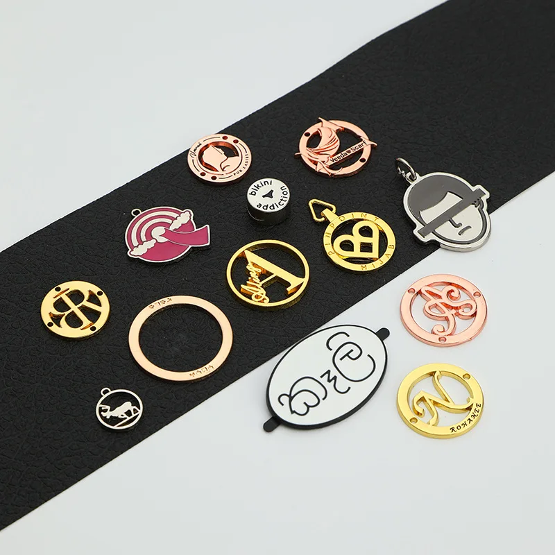 Customized Plated  Zinc alloy Brand Logo Tags Metal Plate Rectangle Engraved  Metal  Label