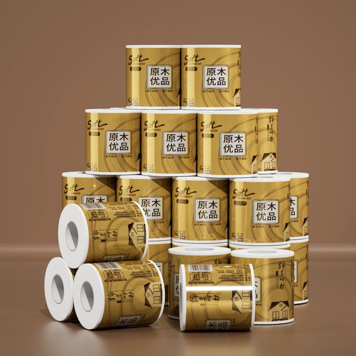 Toliet paper roll  1/2/3/4 ply 100% Virgin Wood Pulp  Factory direct sales Soft Toilet Tissue roll unbleached
